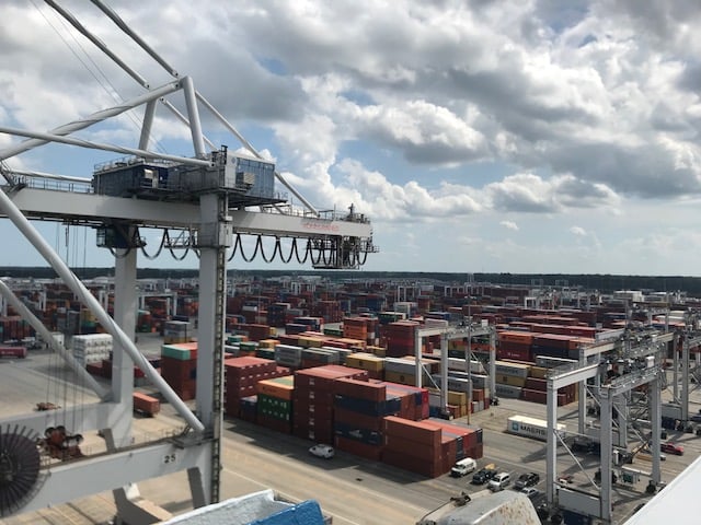 A view of the Port of Savannah from aboard the MSC Lucy.
