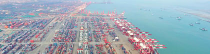 container,container ship in import export and business logistic.By crane ,Trade Port , Shipping.cargo to harbor.Aerial view.Water transport.International.Shell Marine.transportation.business,logistic.