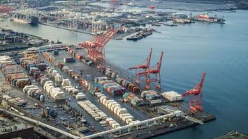 Aerial view of the Port of Seattle and Harbor Island