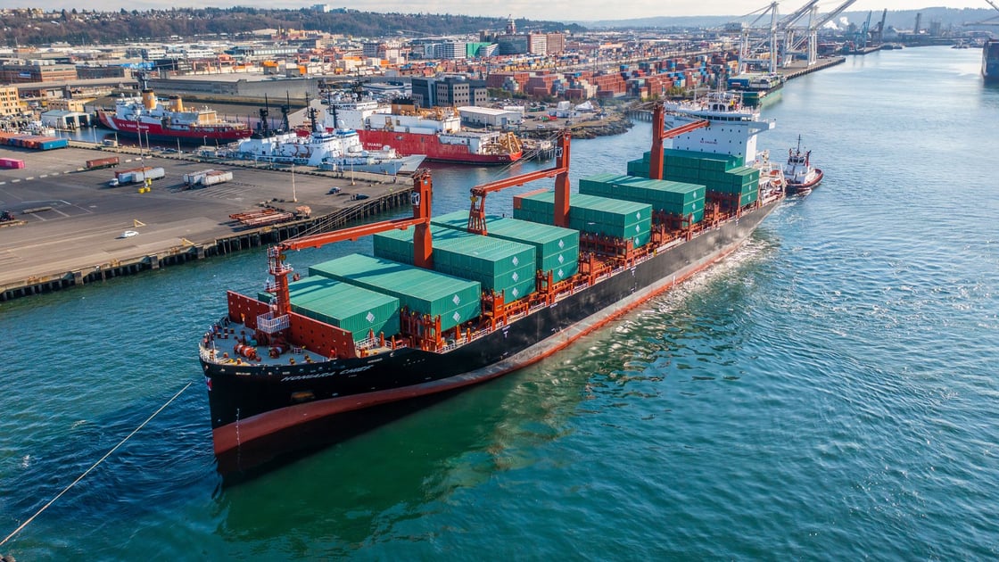 Swire Shipping Vessel, Honiara Chief, laden with UWL containers, calls on Seattle's T30 Terminal