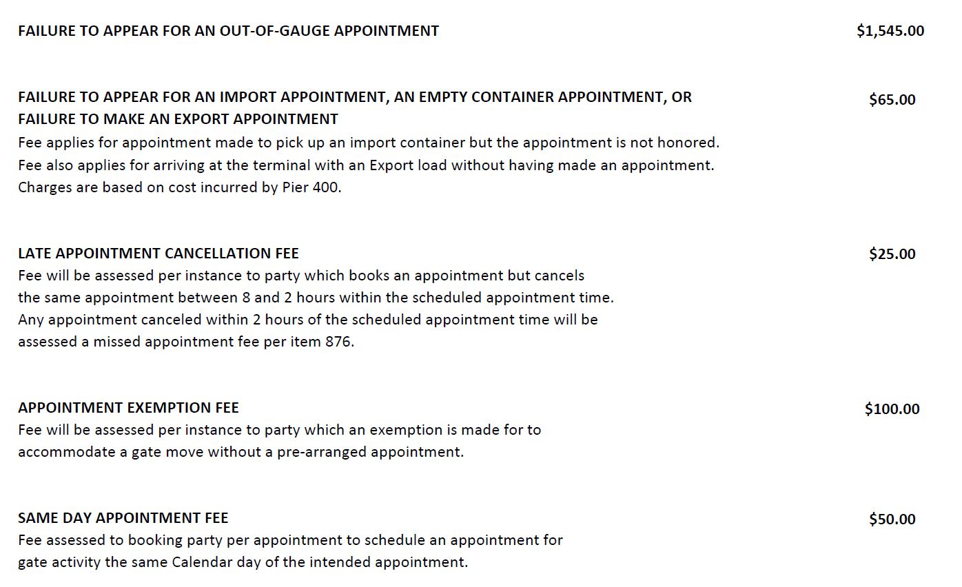 APM Terminals Los Angeles Missed Appointment Fees Begin January 2022